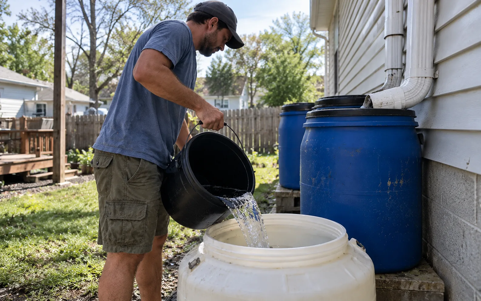 Water Freedom System water harvesting into storage container